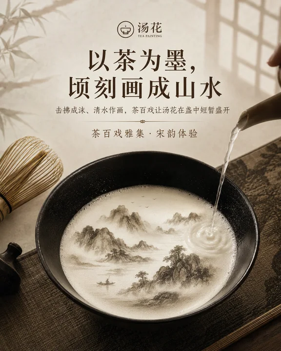 汤花茶百戏:宋韵水墨山水品牌视觉