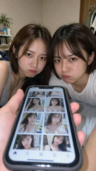 第一人称视角被发现看手机的两名女性