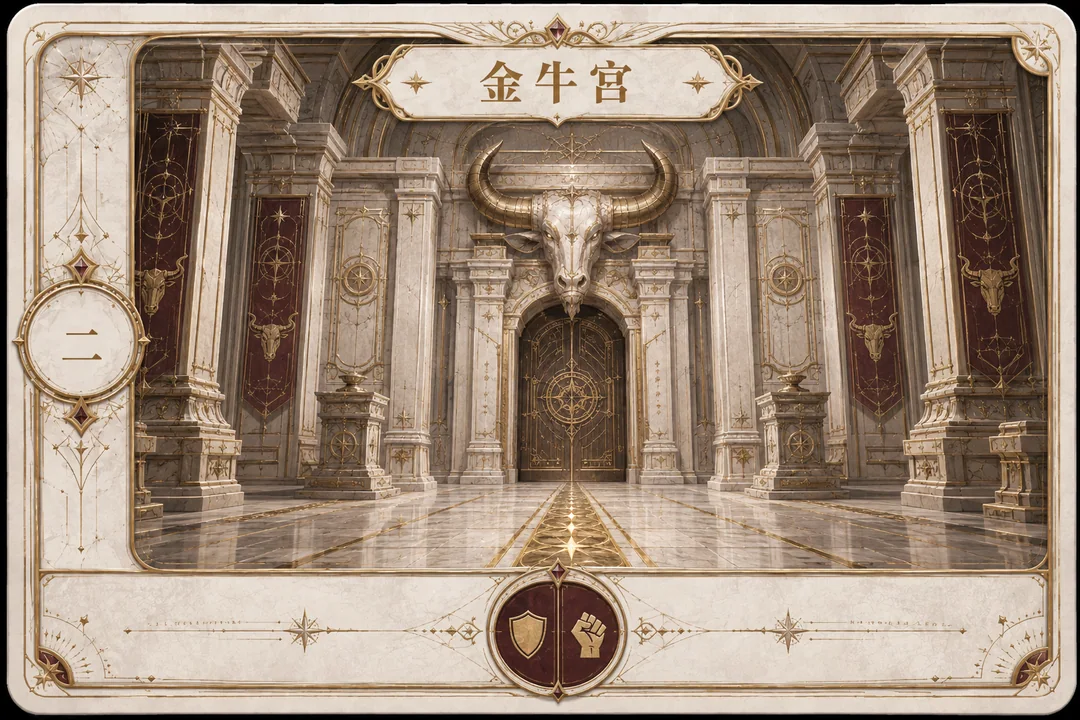 金牛宫圣域:黄金界限与沉重石柱场景卡