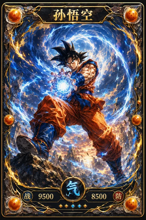 龙珠孙悟空原创收藏级TCG角色卡牌设计