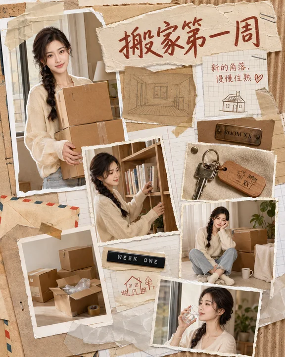 搬家第一周:治愈系拼贴生活手帐