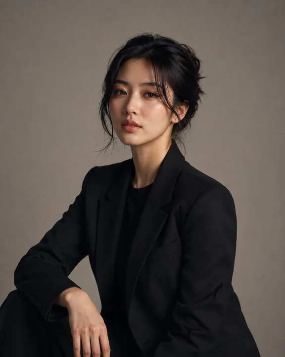 极简主义韩国女性奢华影棚人像