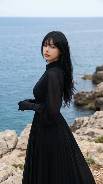 极简哥特风东亚女性地中海时尚大片