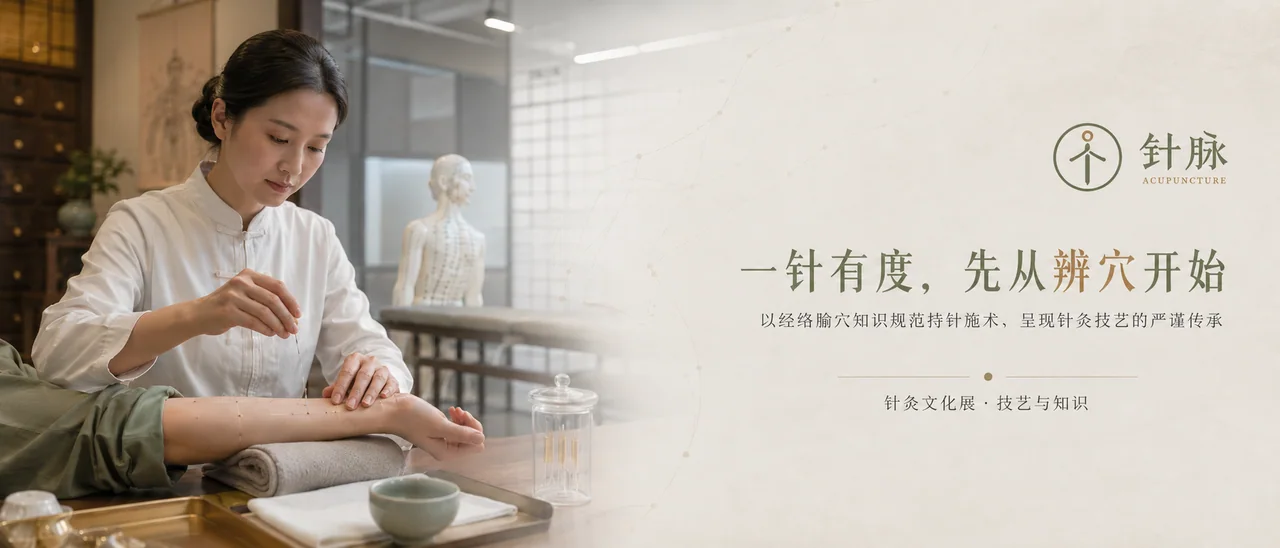 针脉传承:中医针灸辨穴持针科普展超宽屏品牌KV