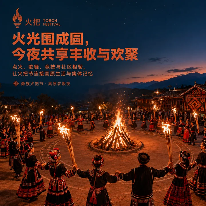 彝韵火光：彝族火把节品牌庆典主视觉
