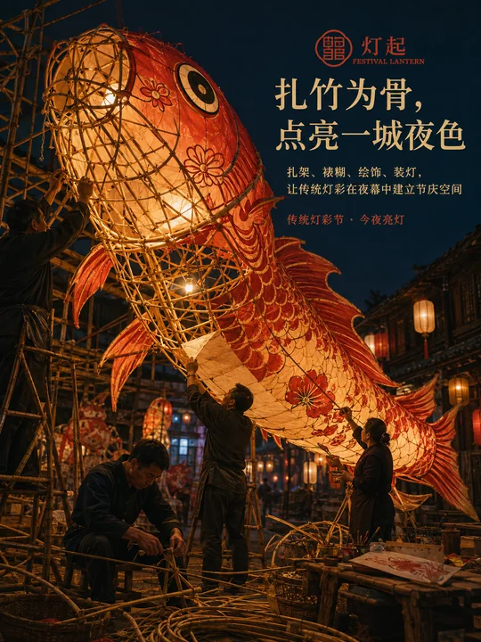 扎竹为骨点亮一城夜色:非遗灯彩海报