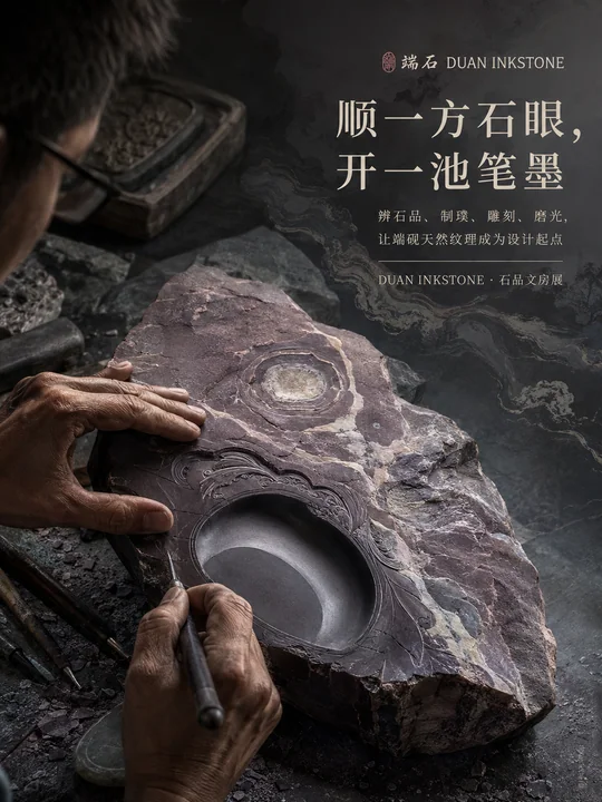匠心天成：端砚非遗工艺品牌视觉海报