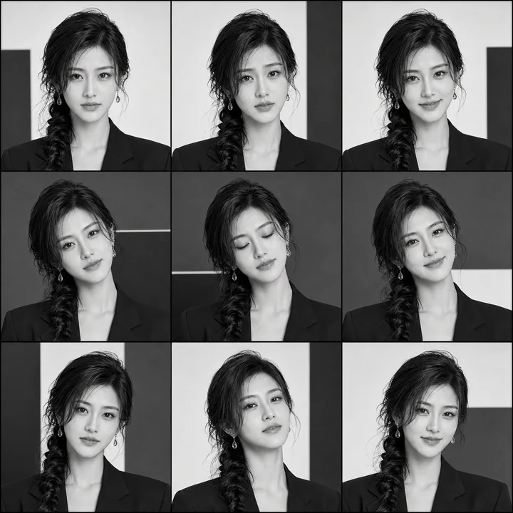 极简主义黑白九宫格职场女性情绪矩阵