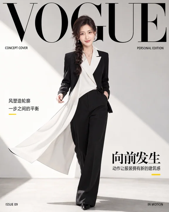 极简黑白VOGUE动态建筑感时装封面