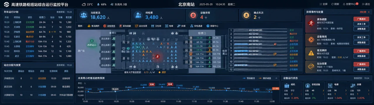 中国铁路高铁站综合运维超宽屏UI设计