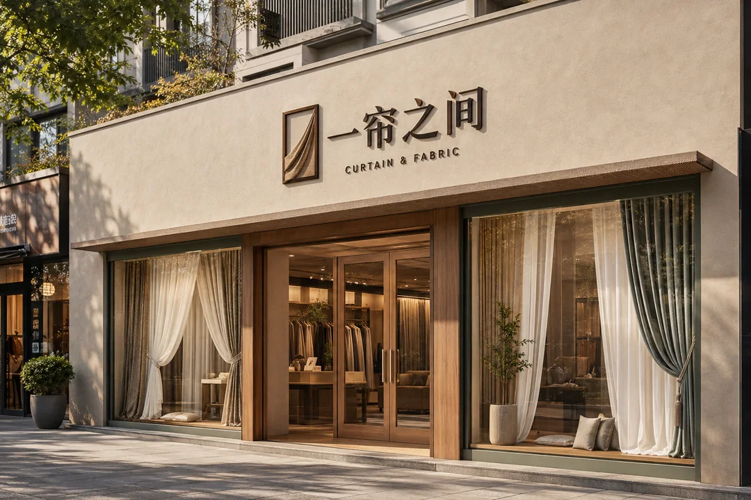 雅致现代布艺店门头设计一帘之间