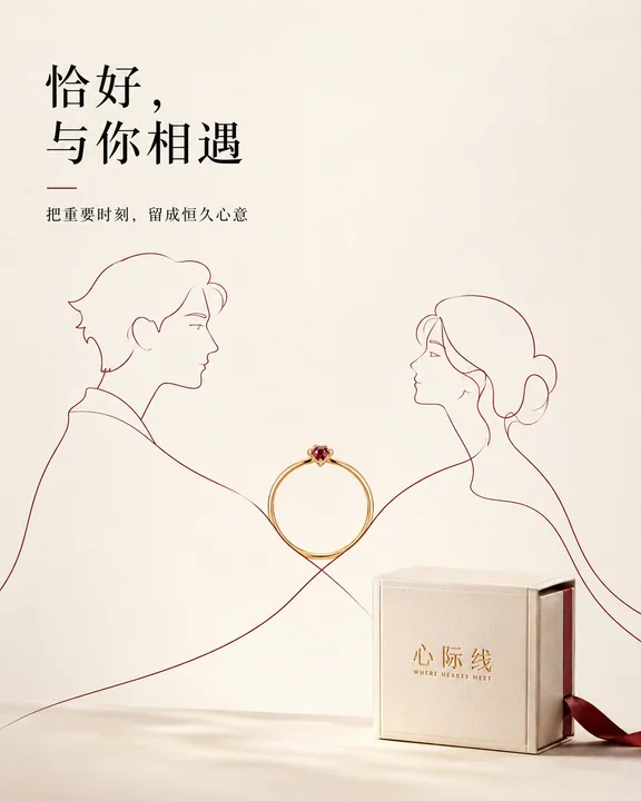 极简线条勾勒心际线交汇的永恒瞬间