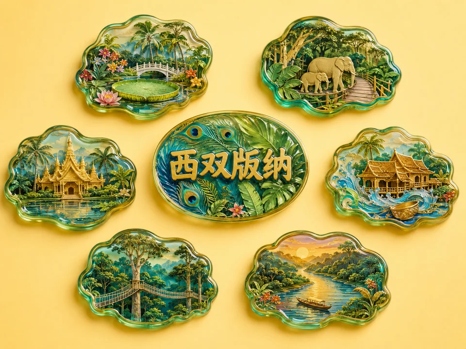 翡翠质感西双版纳热带秘境系列冰箱贴