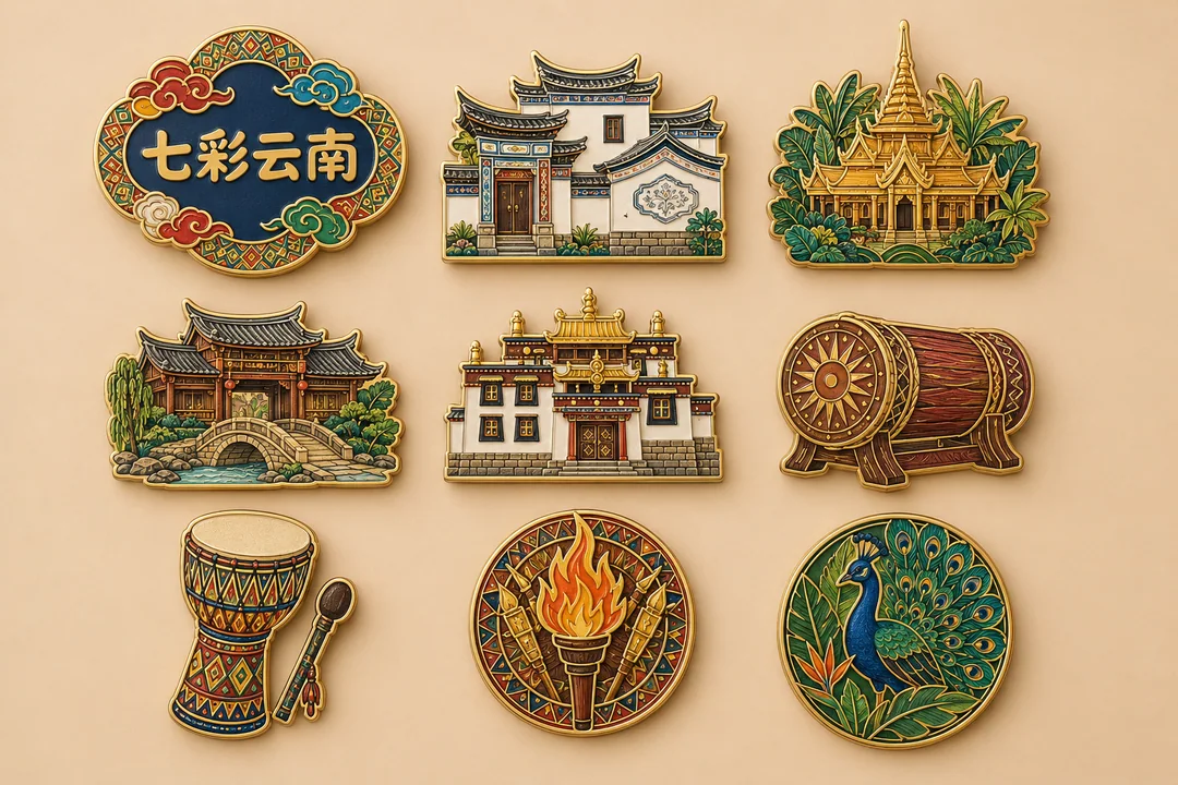 七彩云南民族建筑珐琅冰箱贴全集