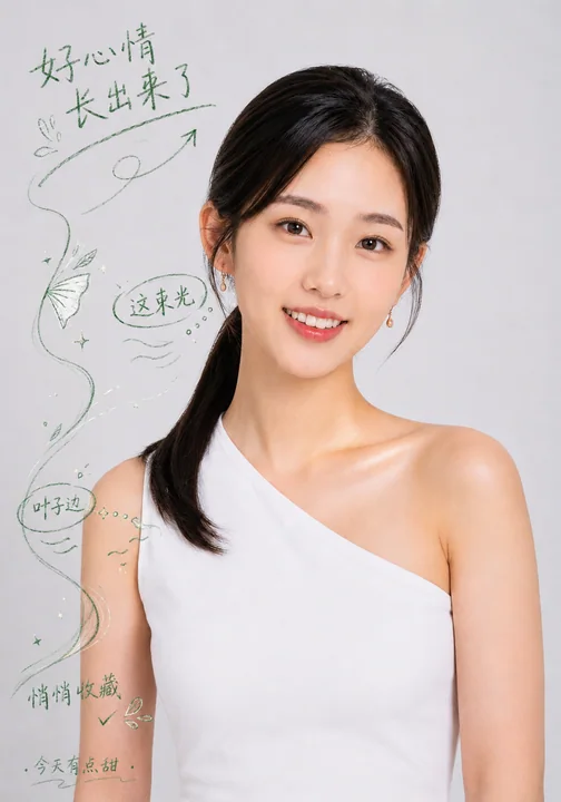 森林绿彩铅手绘风氛围感修图