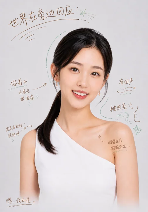 焦糖棕手写批注与薄荷绿回声插画