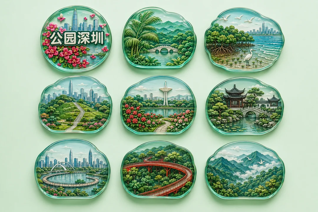 深圳生态花园城市九宫格冰箱贴全集