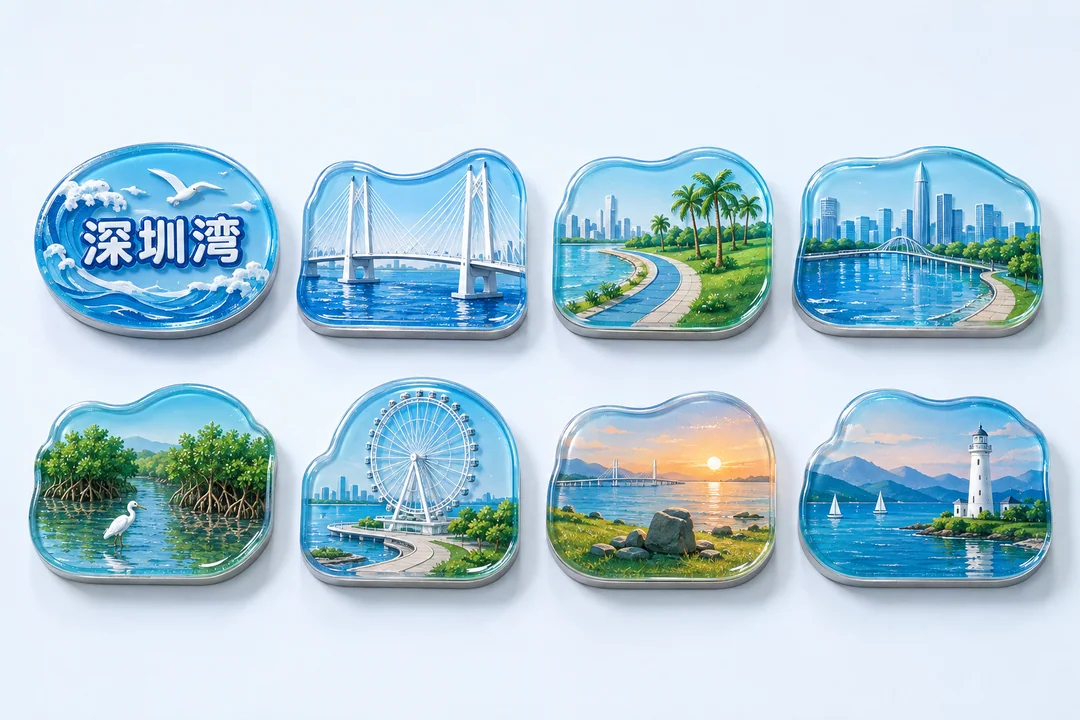 深圳湾滨海风光全套树脂冰箱贴设计