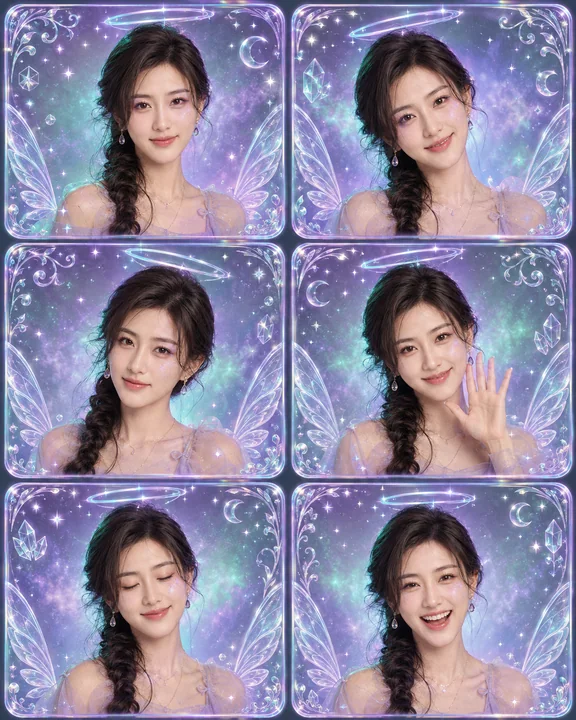 赛博仙子全息流光六格大头贴