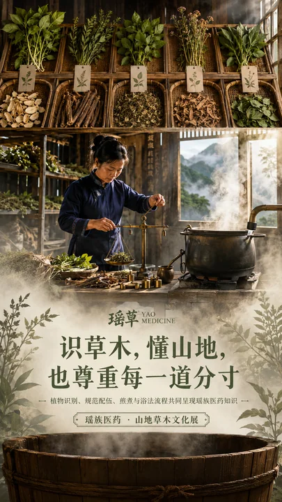 瑶族医药文化移动端开屏品牌海报