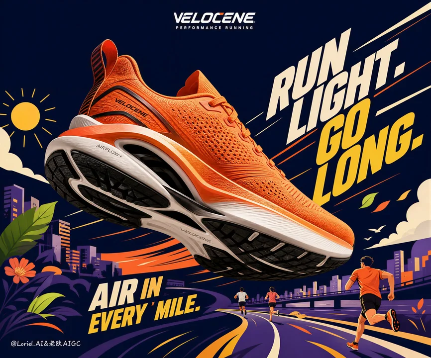戛纳级别VELOCENE高端运动鞋广告海报