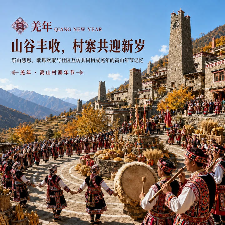 山谷丰收与村寨共迎羌年新岁视觉