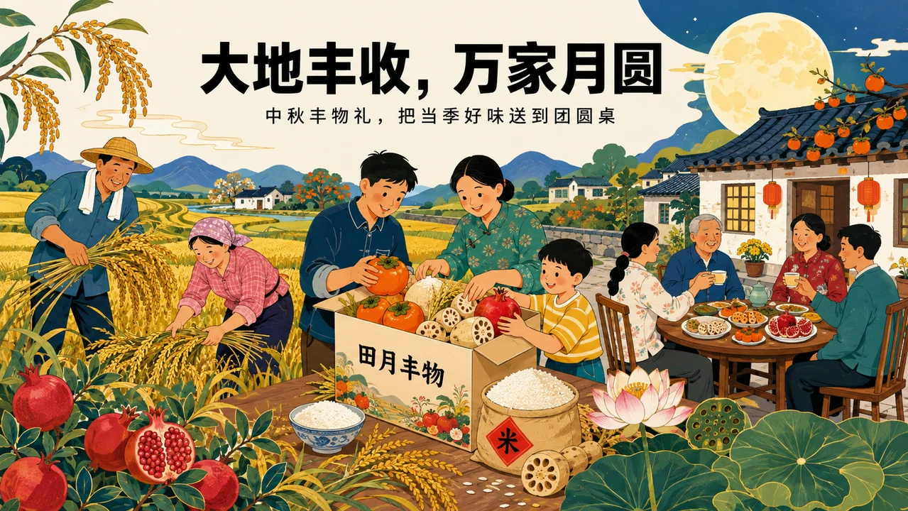 大地丰收万家月圆:田月丰物现代商插