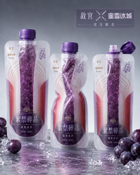 故宫联名蜜雪冰城紫禁碎晶葡萄冰沙包装