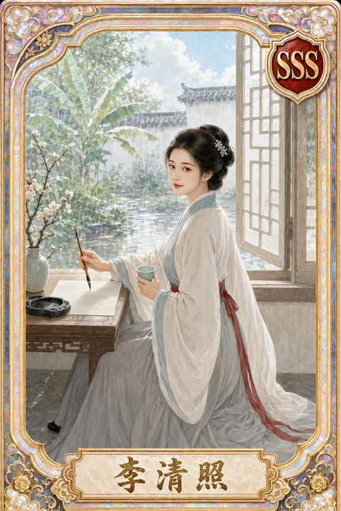 易安才情:SSS级典藏李清照春雨画卷