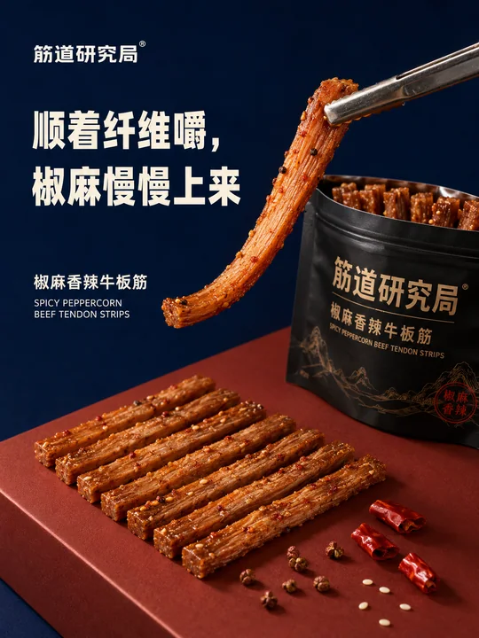 筋道研究局椒麻牛板筋微距创意海报