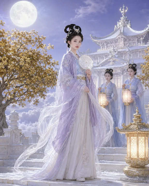 广寒仙境司月女官中秋画卷