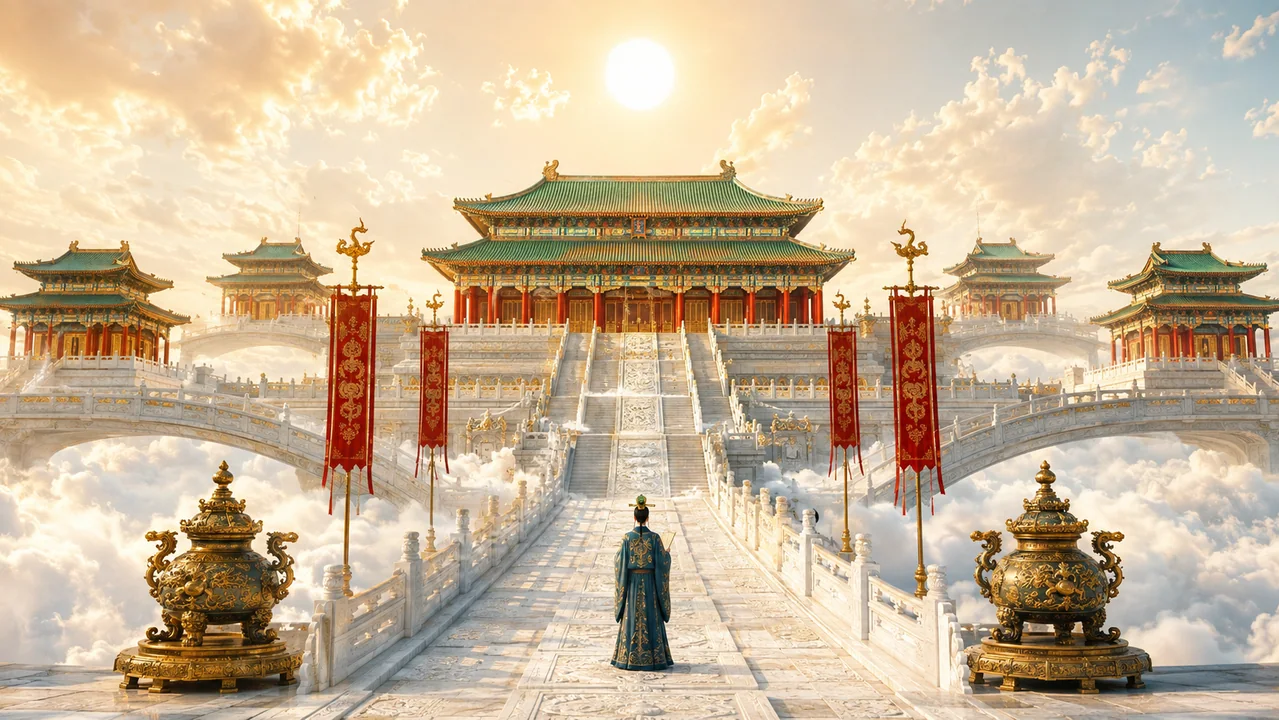 凌霄宝殿云海御道磅礴中轴全景图