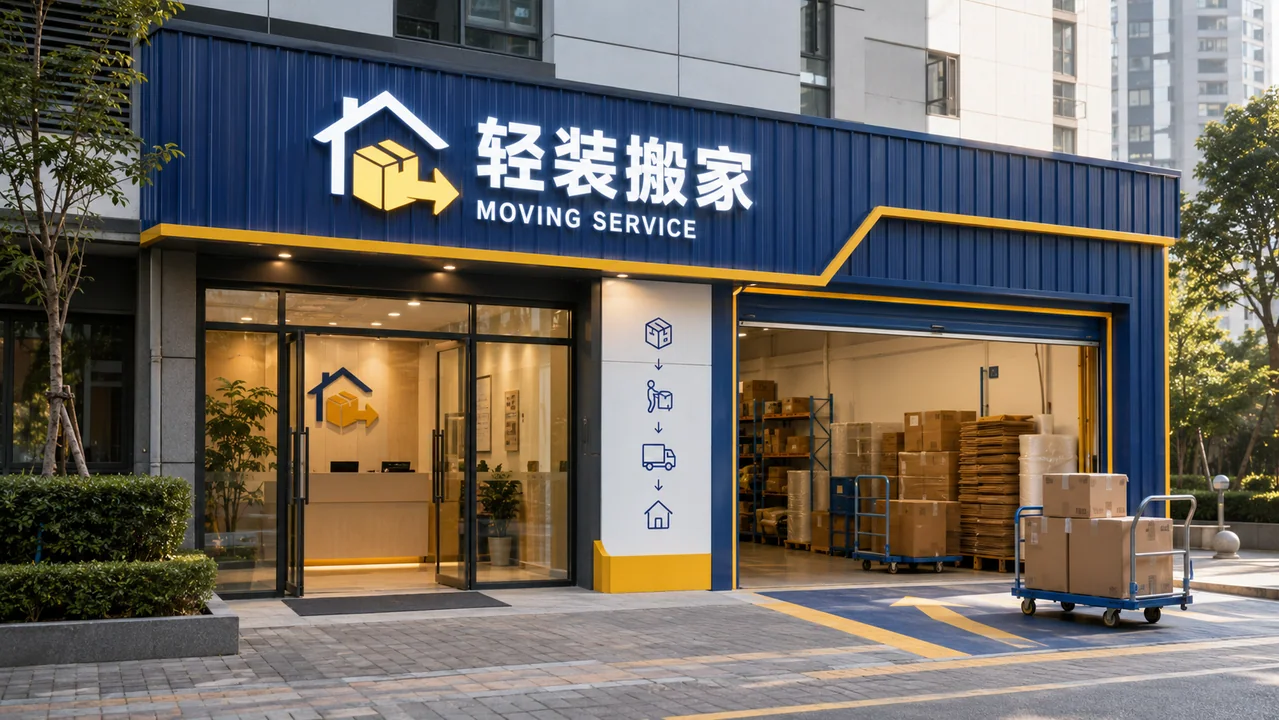现代工业风轻装搬家品牌门店设计
