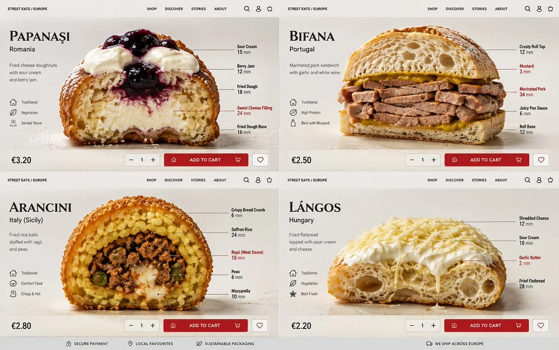 欧洲街头美食剖面结构图