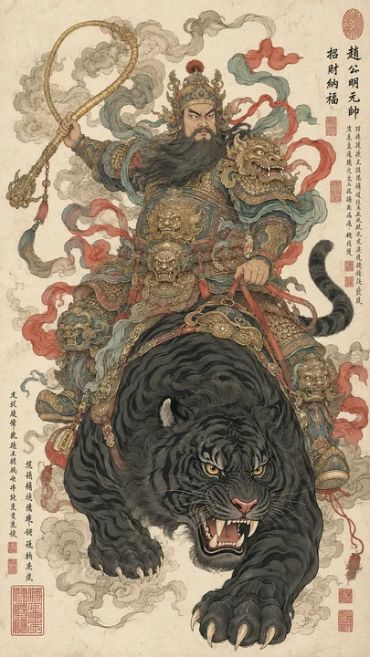 东方神祇御兽工笔圣像插画