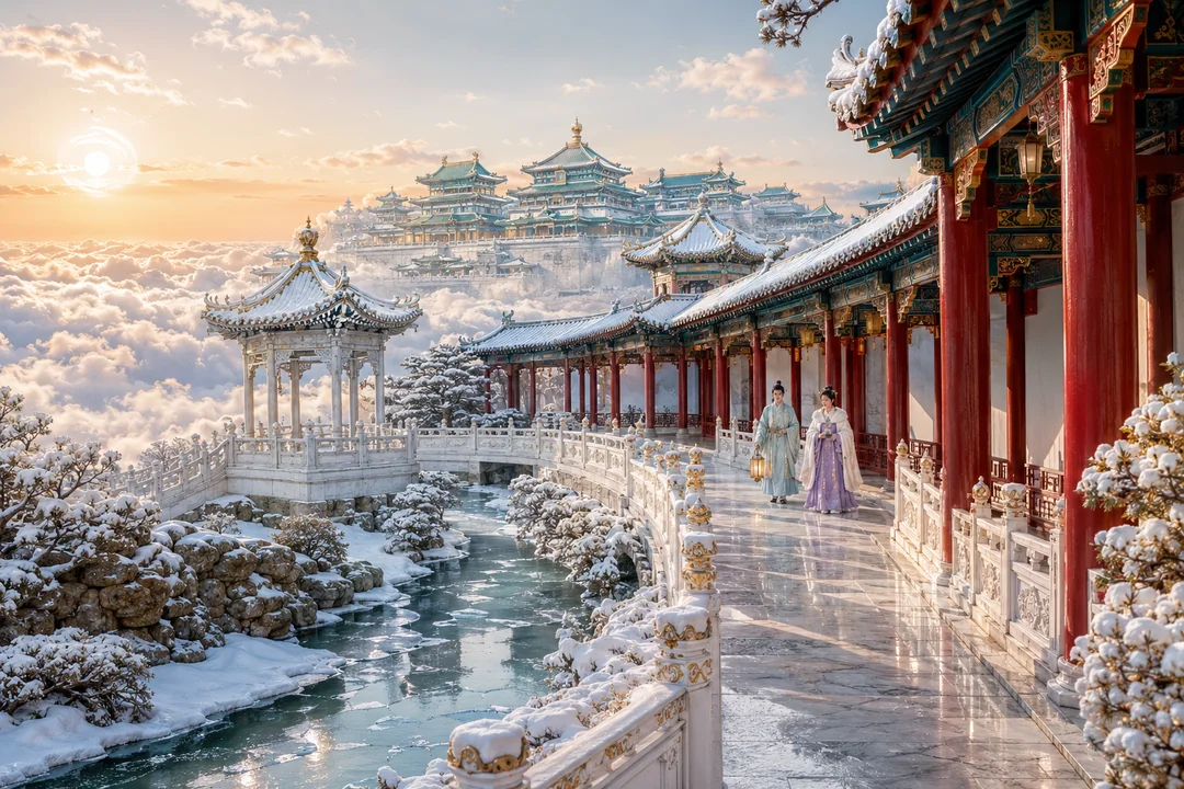 琼林雪苑玉树宫廊:东方天宫冬景之美