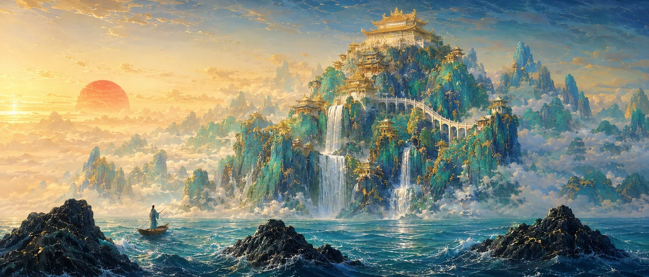 金碧重彩绘就蓬莱仙境之晨曦