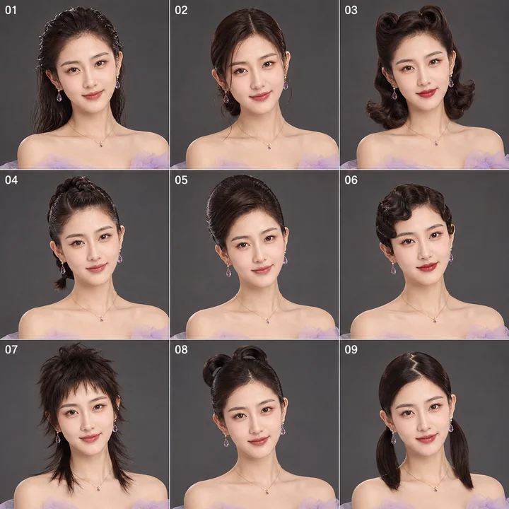 极致人脸一致性：九宫格发型妆容全书