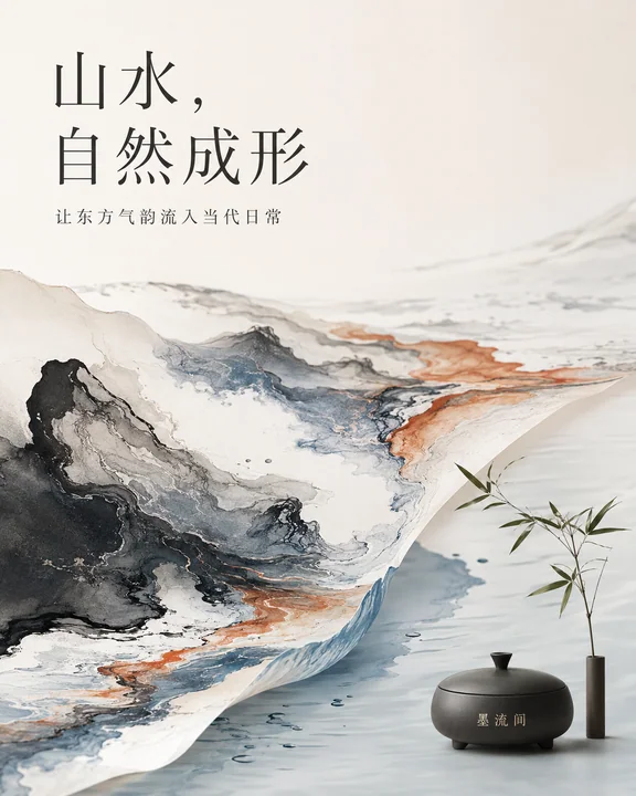 水墨流间：现代东方生活美学商业插画