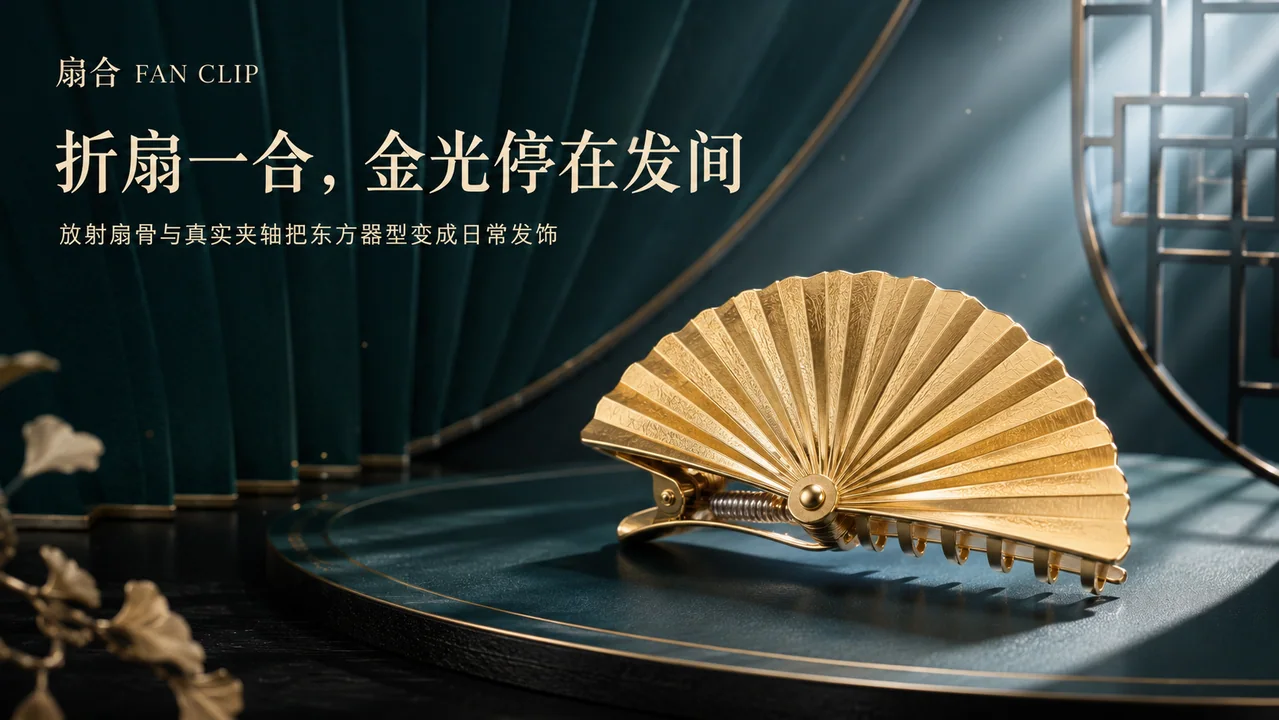 扇合：新中式几何金饰官宣首屏横幅