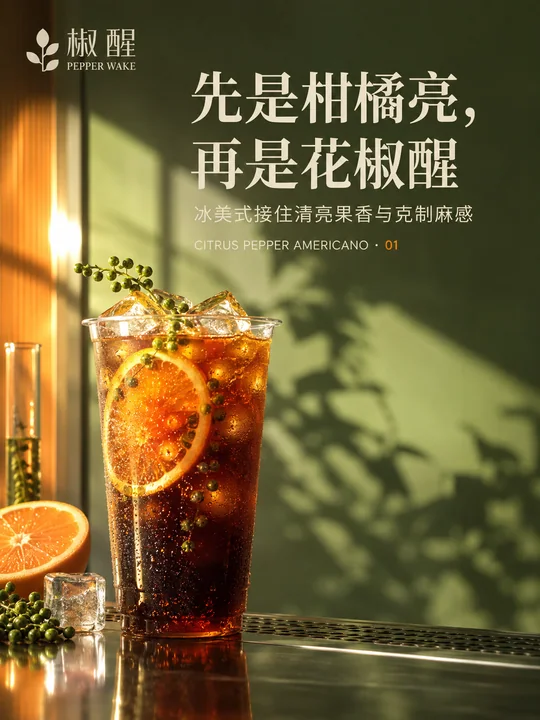 椒醒时刻:青花椒柑橘美式品牌视觉海报