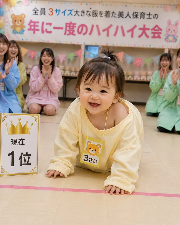 美人保育士年度爬行大赛首位特写
