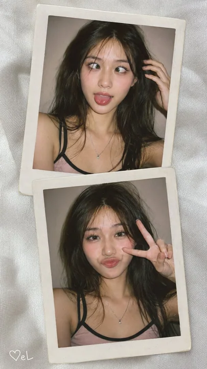 复古拍立得拼贴写实少女人像