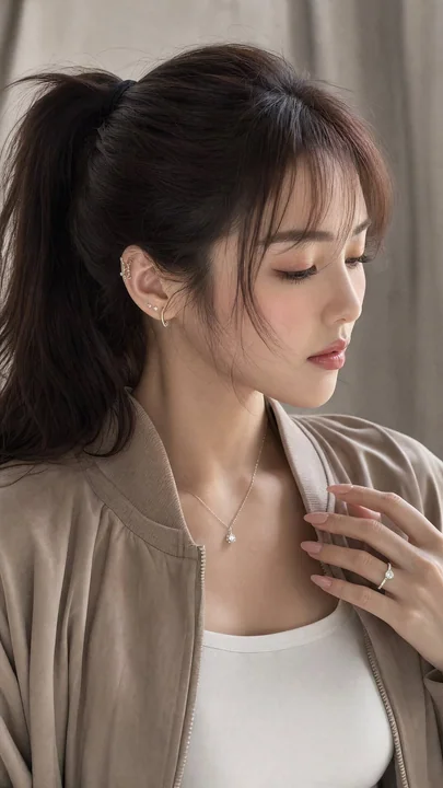 柔和亲密的东亚女性艾希莉肖像