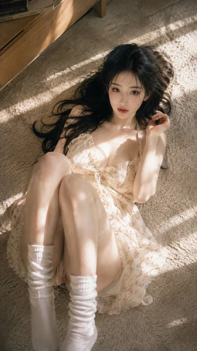 日系胶片碎花裙网红午后慵懒随拍