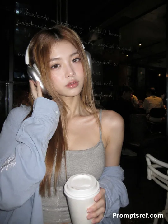 韩系清冷感深夜咖啡馆直闪人像