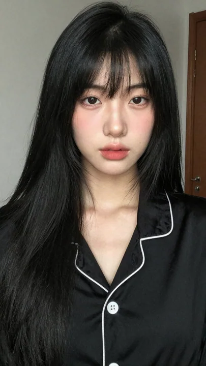 缎面睡衣东亚年轻女性写实特写肖像