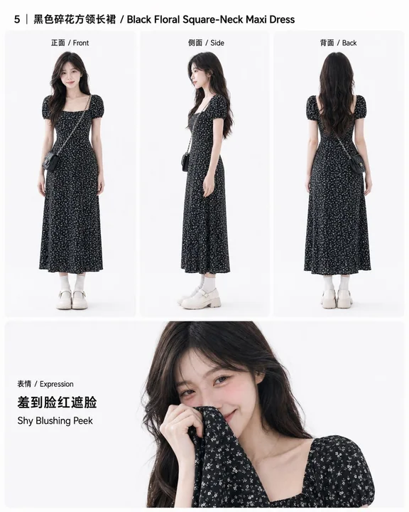 东亚女性三视图穿搭及情绪图鉴