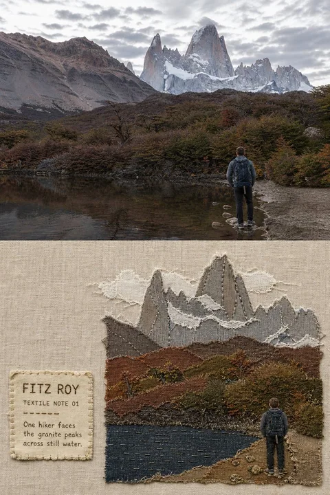 高级布艺拼贴旅行记忆海报