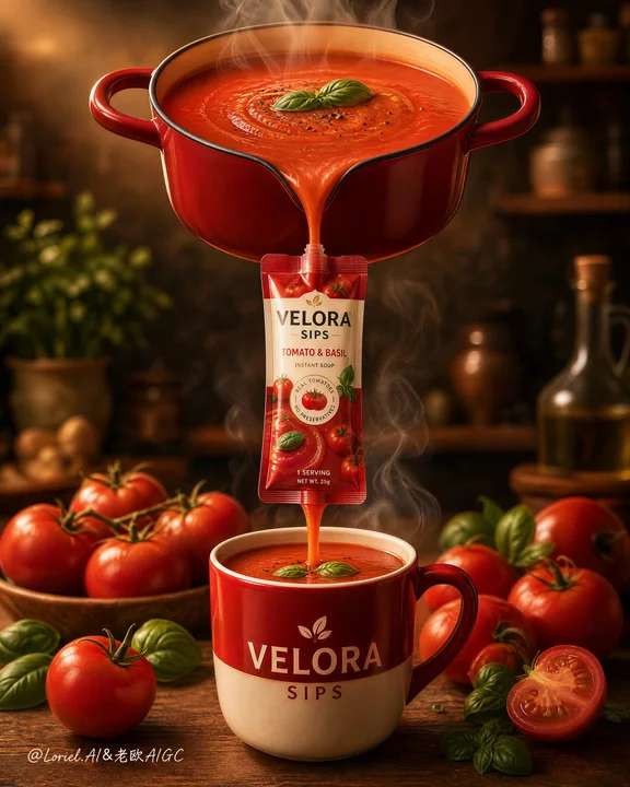 VELORA SIPS番茄汤高端商业海报